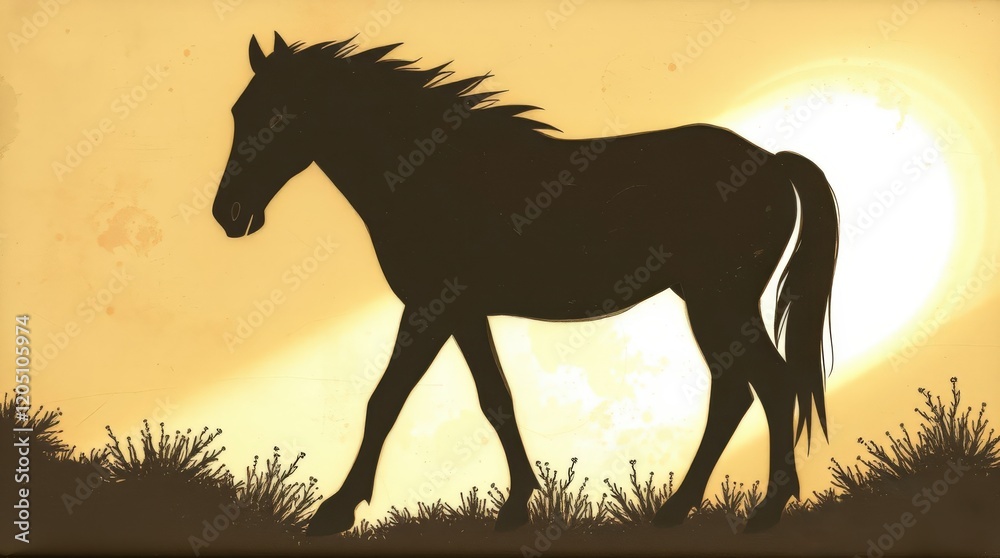 Silhouette of a Horse at Sunset Silhouette of a Horse at Sunset