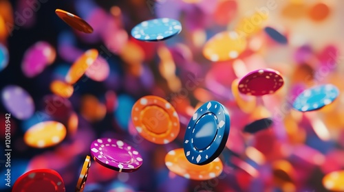 Colorful Casino Chips Falling in the Air Cut Out

 photo