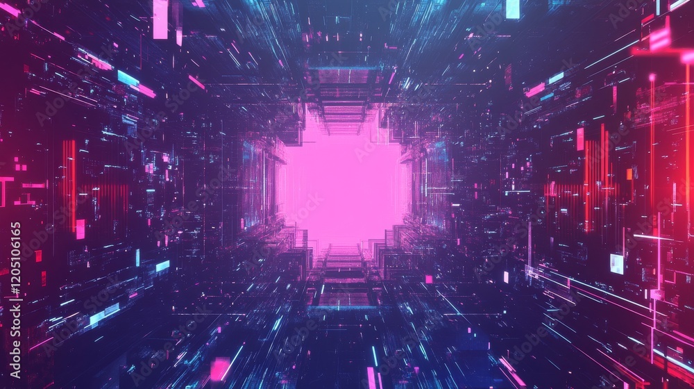 Obraz premium A futuristic abstract gradient background.featuring neon and metallic tones.highlighting innovation and technology.ideal for tech blogs and futuristic designs