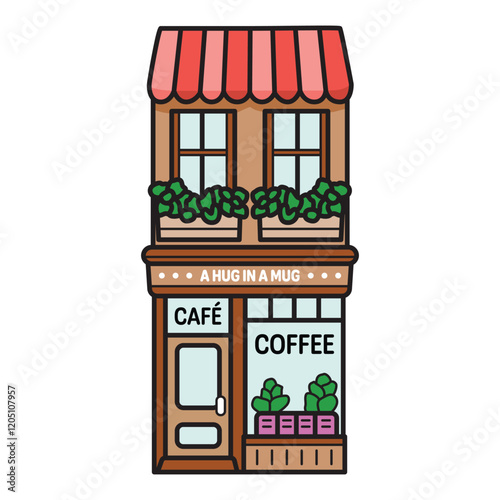 Hand Drawing of Café Shop Illustration with Cozy and Inviting Atmosphere