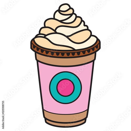 Hand-drawn milkshake drink featuring luscious creamy layers, a smooth swirl of whipped cream, and mouthwatering details that capture the irresistible charm of a classic treat.