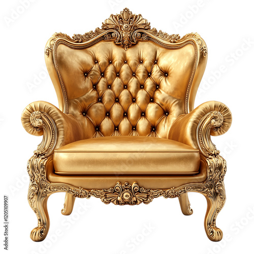 A Regal Golden Throne: Opulence and Majesty in a Single Seat photo