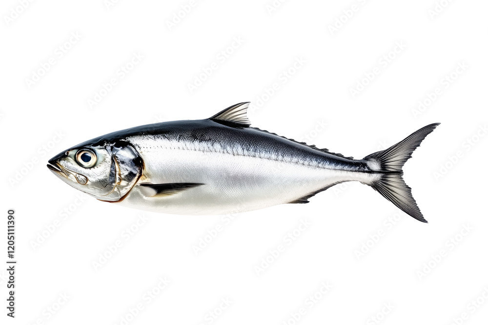 Fresh sardine fish with detailed scales and fins isolated on white transparent background, symbolizing canned seafood Fresh sardine fish with detailed scales and fins isolated on white transparent background, symbolizing canned seafood