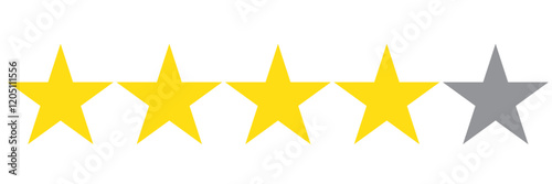 Print five stars customer product review icon. yellow 5 star rating feedback for website, app, ui design.  1176