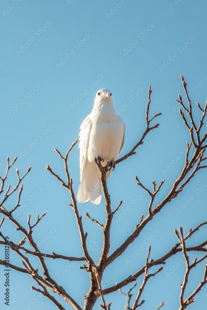 White bird on tree branch