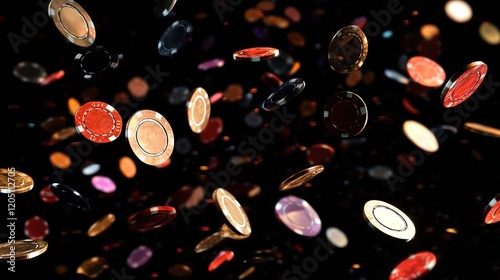 Colorful Casino Chips Falling in the Air Cut Out

 photo