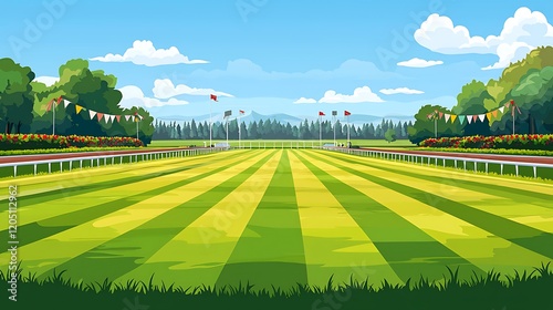 Serene Race Track Landscape  A Perfect Day for Horse Racing.