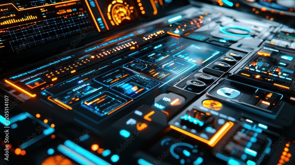 Innovative graphic design close-up on futuristic user interfaces in digital environments Innovative graphic design close-up on futuristic user interfaces in digital environments