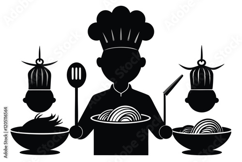 Vector silhouette of a Spicy Pad Thai