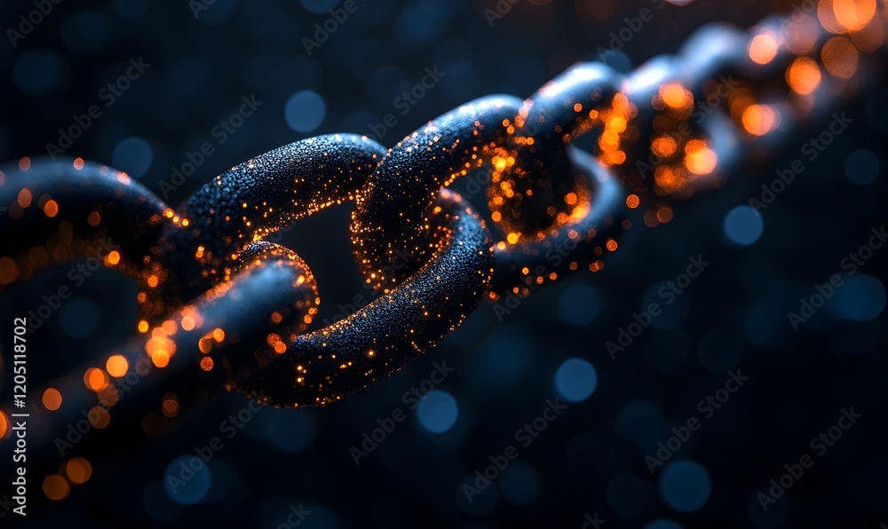 chain link on black background, Generative AI chain link on black background, Generative AI