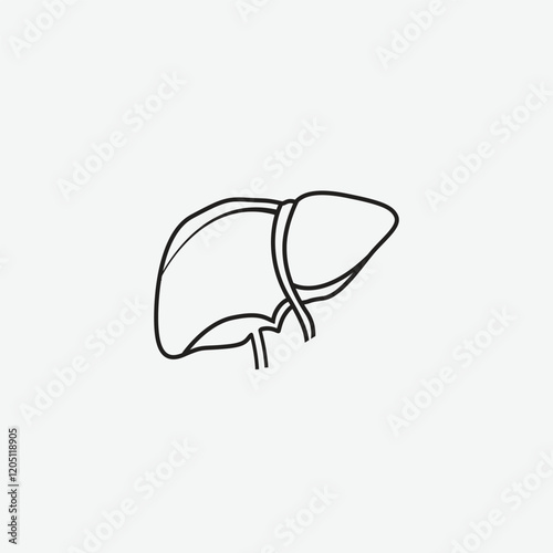 Human liver icon web design in vector, Single continuous line art