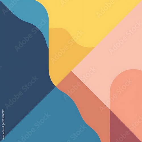 Simplicity Geometric Design Set Clean Lines and Colorful Forms In Blue Yellow Pink, Gradient