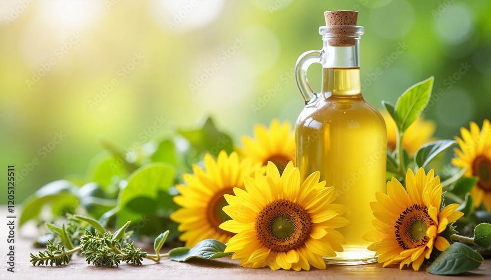 High-Quality Sunflower Oil in Glass Bottle with Sunflowers for Cooking and Baking High-Quality Sunflower Oil in Glass Bottle with Sunflowers for Cooking and Baking