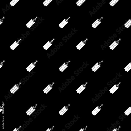 Dynamite burning stick icon pattern seamless isolated on black background