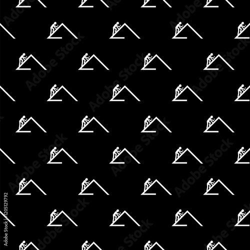 Roofer at work icon pattern seamless isolated on black background