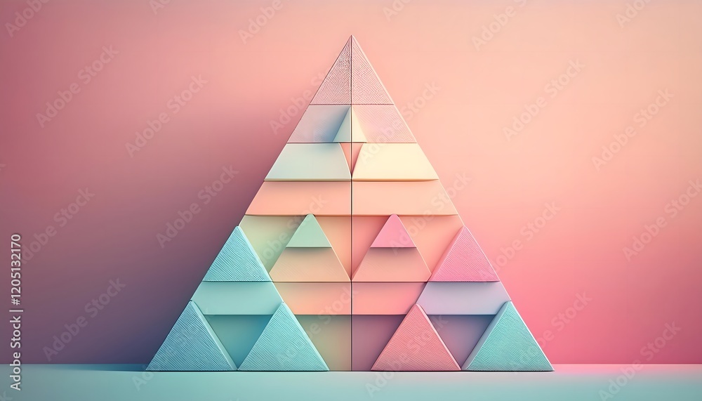 Abstract artistic pyramid with layered pastel tones and smooth textures Abstract artistic pyramid with layered pastel tones and smooth textures