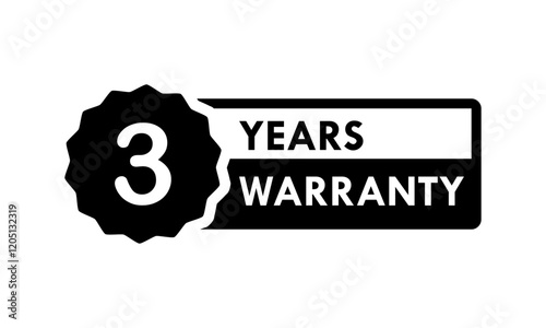 3 years and lifetime warranty label template illustration