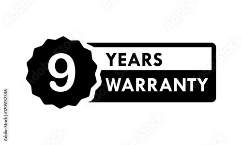 9 years and lifetime warranty label template illustration