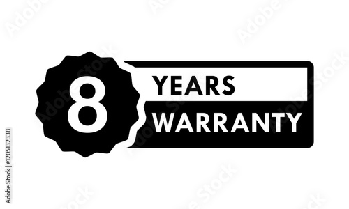 8 years and lifetime warranty label template illustration