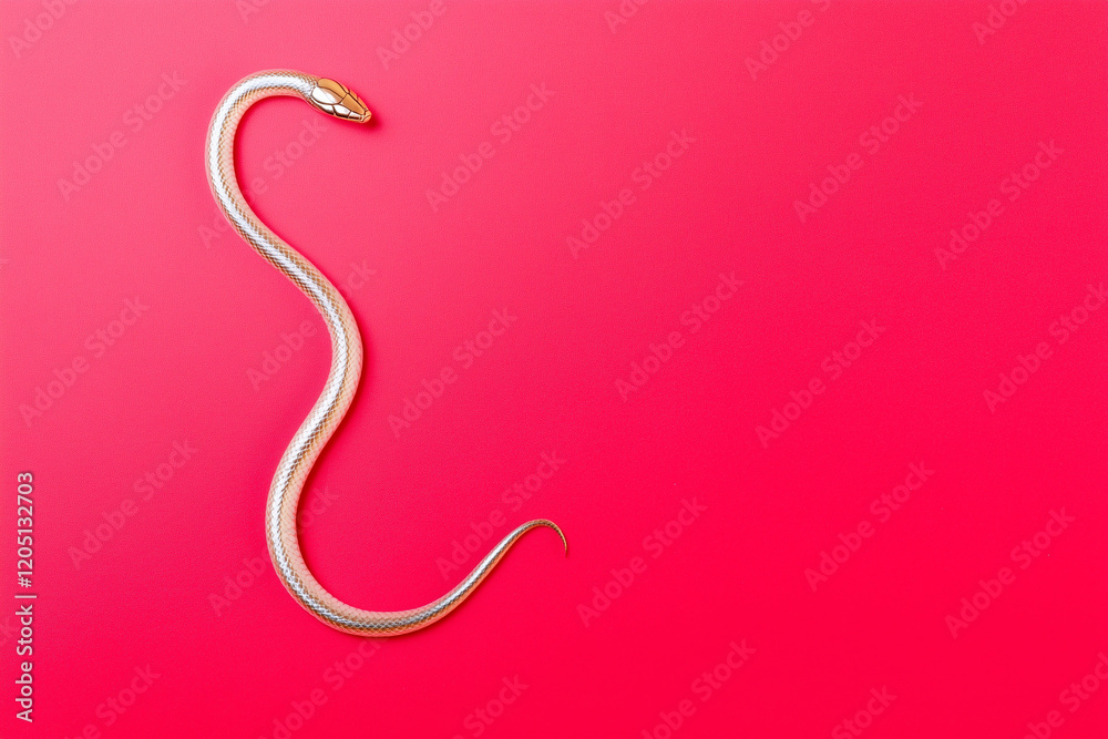 Golden snake on a red background, Chinese New Year concept Golden snake on a red background, Chinese New Year concept