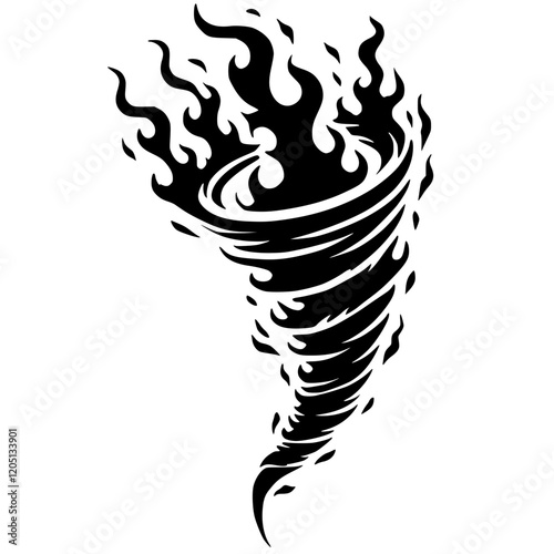 Fire tornado silhouette