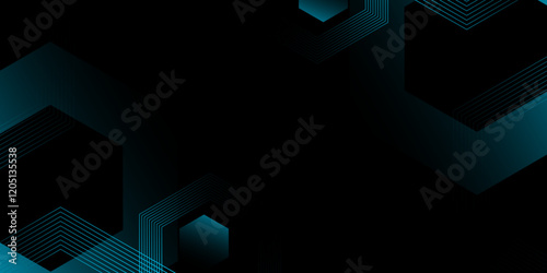 black, blue satin texture that is black, silver fabric silk panorama background with beautiful soft blur pattern natural.Flying cubes composition. Trendy techno business template for wallpaper, banner