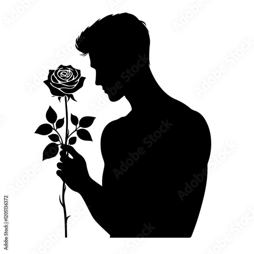 silhouette of a man with rose
