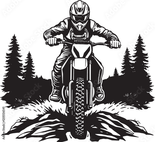 Motocross Race Evolution, Side View Silhouette, 
A skillful motocross racer soars into the air during an exhilarating race
