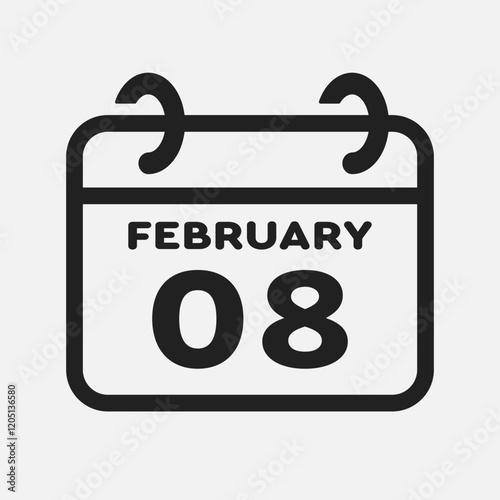 Icon page calendar day - 8 February