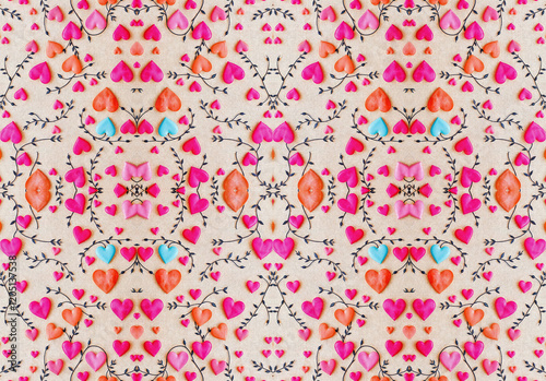 Pink heart on pink background. Collection of heart. Symbol of love and Valentine's day