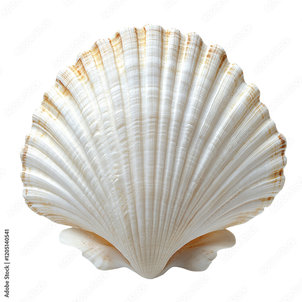 A Stunning Close-up of a Single Elegant White Scallop Shell against a Black Background A Stunning Close-up of a Single Elegant White Scallop Shell against a Black Background