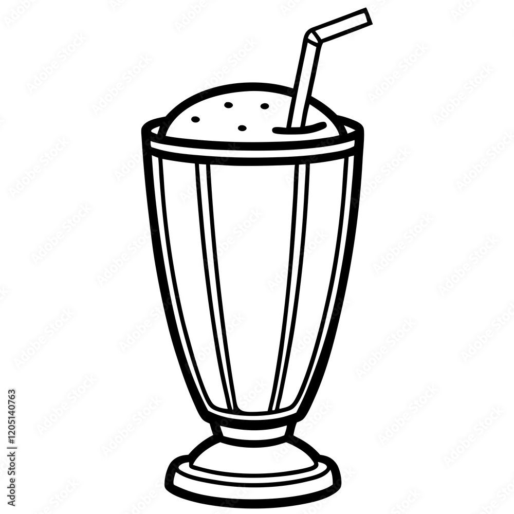 Chic Smoothie Glass Line Art Drawing Chic Smoothie Glass Line Art Drawing