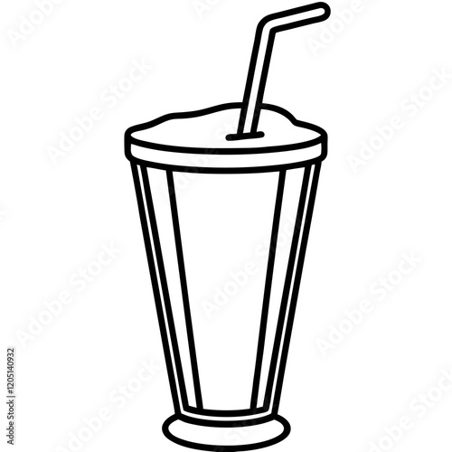 Chic Smoothie Glass Line Art Drawing