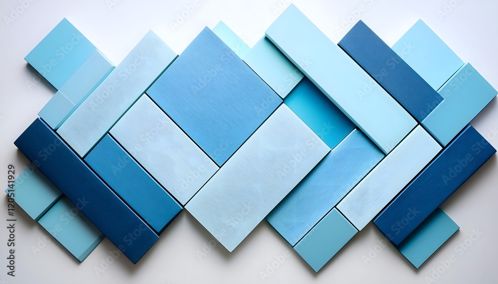 Geometric arrangement of textured blue and aqua rectangles creating a modern abstract design Geometric arrangement of textured blue and aqua rectangles creating a modern abstract design