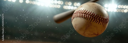 A close-up of a baseball and bat, highlighting the sport's dynamic nature.