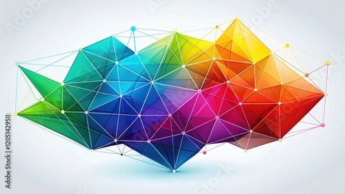 Delaunay triangulation diagram with vibrant colors and geometric shapes on a white background , color, artistic,  color