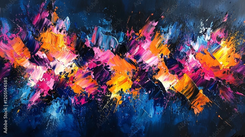 Fototapeta premium Bright abstract artwork displaying vibrant colors and dynamic brush strokes in a creative composition