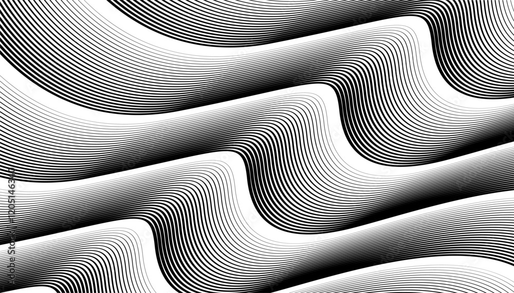 Black and white abstract dynamic lines pattern for sporty background. Fully editable vector element. Vector Format Illustration 