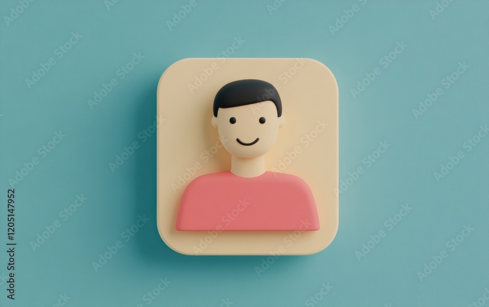 Fototapeta premium A simple, colorful icon representing a friendly person with a smiling face on a vibrant background.