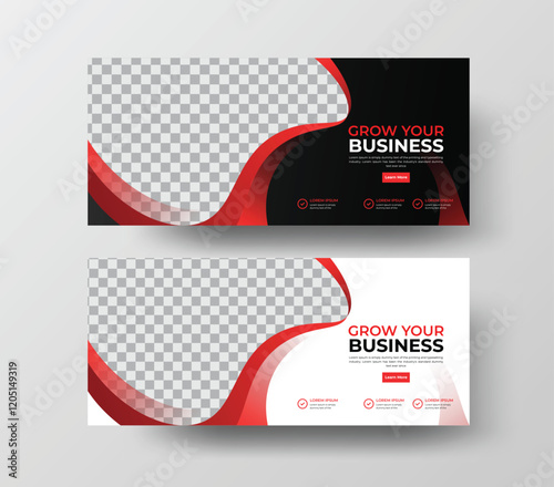 Grow Your Business Banner Ad Template for business promotion marketing offices Vector Templates