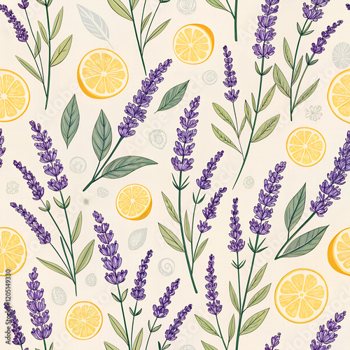 lavender with lemons - seamless pattern for your design