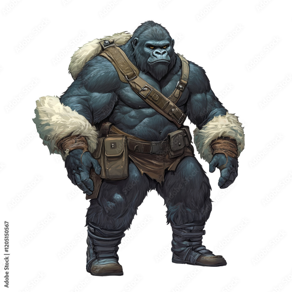 Big gorilla looking isolated on white