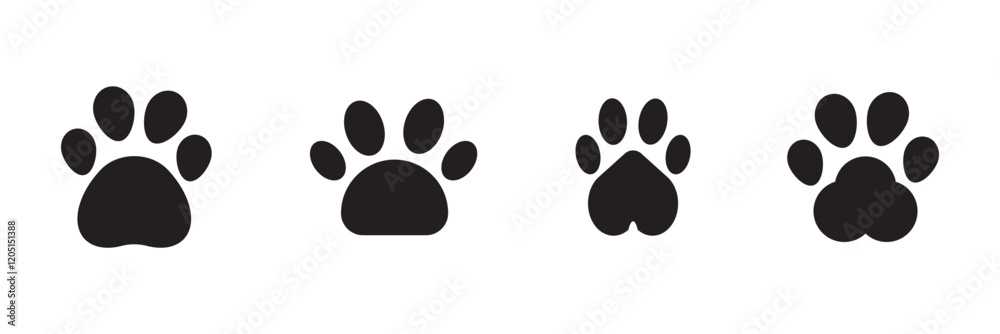Fototapeta premium Set of different animal paw. Vector illustration
