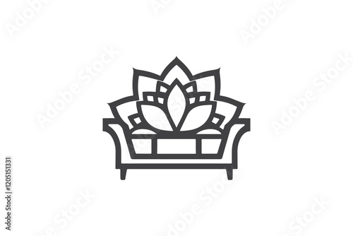 Minimalist Geometric Lotus Sofa Logo Design Template