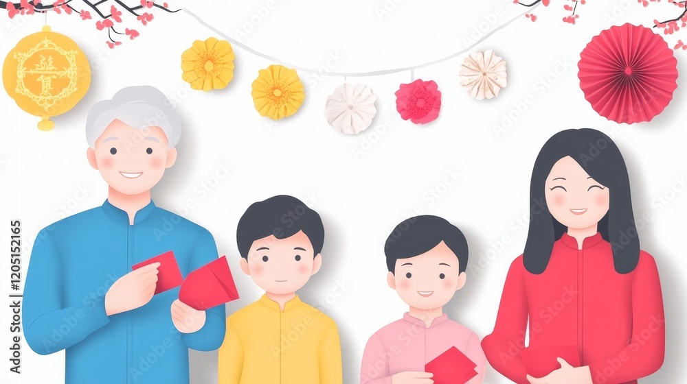 Happy Family Celebrating Lunar New Year Together Happy Family Celebrating Lunar New Year Together