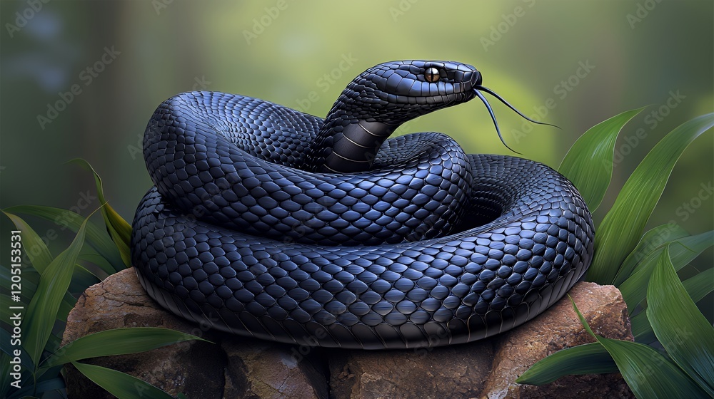 Fototapeta premium Majestic Black Mamba: A Digital Masterpiece