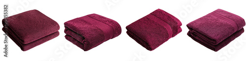 Elegantly Folded Burgundy Colored Plush and Soft Towels as Part of Spa or Bathroom Interior Decor and Lifestyle Concept  Serene and Relaxing Textile Background