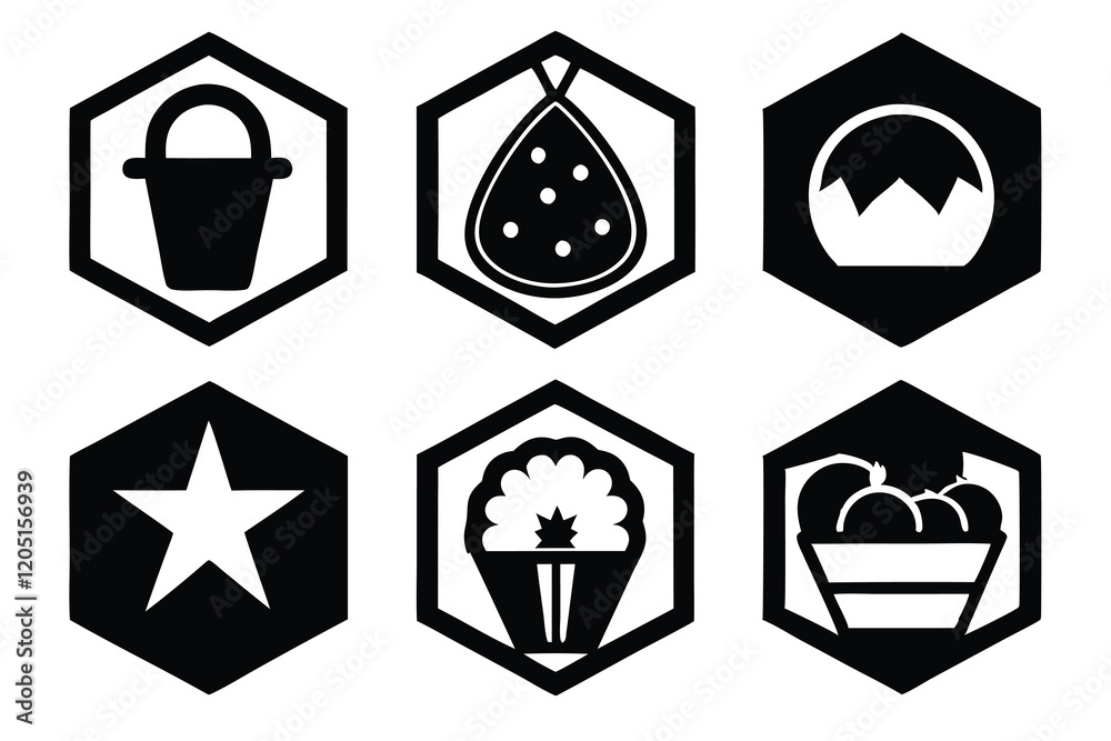 Food logo icon set vector art illustration Food logo icon set vector art illustration