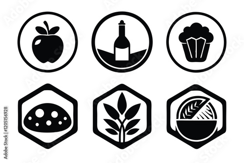 Food logo icon set vector art illustration