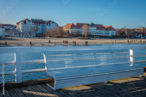 Sopot, Poland - December 25 2024 "Winter walk on pier in Sopot"